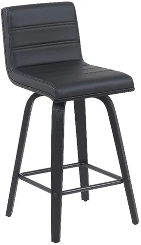 Armen Living Vienna - Taburete giratorio moderno de 26" de altura de mostrador con cuero sintético negro y acabado de madera negra