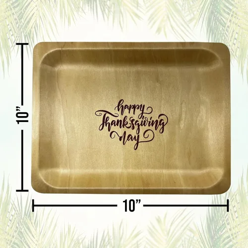 Miniatura 8 de Platos de madera de 10 pulgadas con impresión personalizada "Happy Thanksgiving", paquete de 25