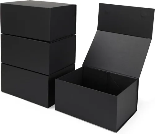 Miniatura 35 de Paquete de 4 Cajas de Regalo de 12x6x4 Pulgadas con Tapas de Cierre Magnético, Caja Negra Magnética para Boda, Propuesta de Padrinos y Damas