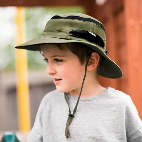 Miniatura 5 de JAN & JUL Gorro de jaspe junior para niños, algodón UPF 50+, talla ajustable