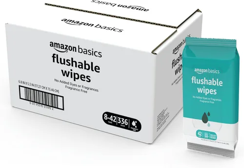Miniatura 9 de Amazon Basics Toallitas de inodoro desechables para adultos, sin fragancia, 42 unidades (paquete de 8) (total 336 toallitas) (anteriormente Solimo)