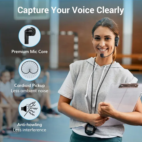 Miniatura 8 de TONOR - Auriculares inalámbricos con micrófono, sistema de auriculares con micrófono UHF, micrófono de mano y de cabeza 2 en 1, micrófono de oreja