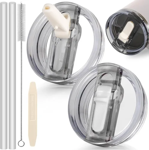 Miniatura 26 de 14 oz Tapa con popote abatible de repuesto para accesorios de vaso Stanley, 2 tapas antiderrames a prueba de derrames para vasos Stanley de 14 oz