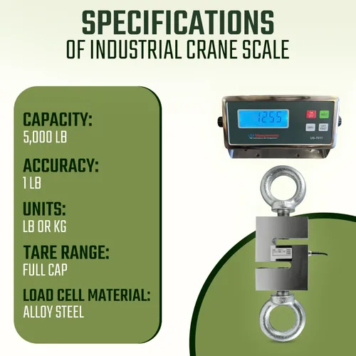 Miniatura 5 de Prime USA Scales USA Measurements - Báscula para grúa, resistente con pantalla LCD, 5,000 libras