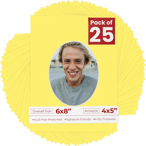 Miniatura 20 de Alfombrilla de 6 x 8 pulgadas, corte biselado para fotos de 4 x 5 pulgadas, diseño ovalado de color gris medio, sin ácidos, mate para proteger tus