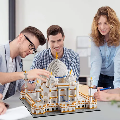 Miniatura 4 de Juego de construcción de micro minibloques de arquitectura Taj Mahal, colección de puntos de referencia, kits de modelo, juguetes de idea