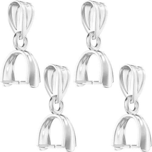 OHINGLT Bails de Pellizco de Plata de Ley 925 para Fabricación de Joyas – Conectores de Cierre de Colgante, Bail de Clip para Collar, Cierres de 4