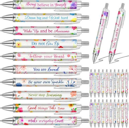 Miniatura 9 de Yeaqee 50 bolígrafos motivacionales a granel con diferentes citas inspiradoras para mujeres, regalos inspiradores, bolígrafos a granel