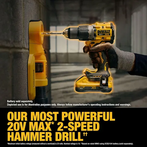 Miniatura 3 de DEWALT Taladro de martillo inalámbrico de 1/2 pulgada sin escobillas MAX XR® de 20 V (solo herramienta) (DCD806B)