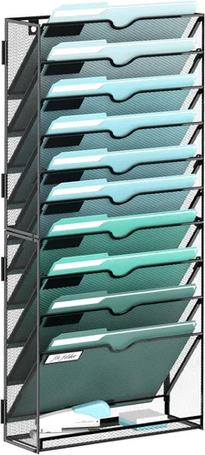 Miniatura 8 de SUPEASY Organizador de archivos de pared de 6 niveles, archivos de pared colgantes para papeles, carpetas, revistas, organizador de pared