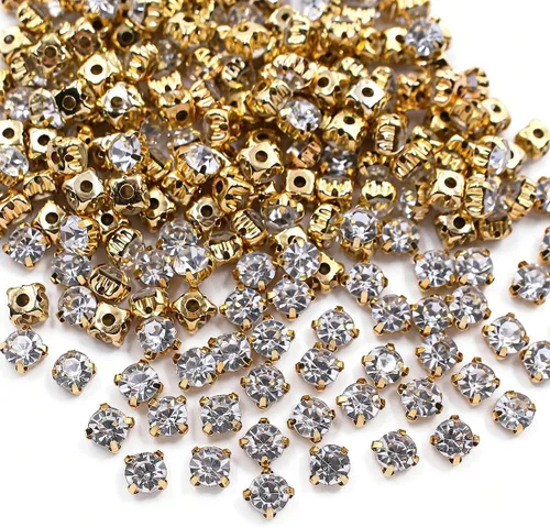 Miniatura 10 de Diamantes de imitación de 0.118 in a 0.394 in (0.394 in, 72 unidades) Metal Claws With Holes, Flatback, Clear Crystal Stones, Sewing Crafts Gems
