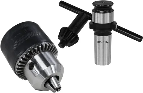 ZAC Adaptador de Portabrocas de Taladro GT12, Compatible con Máquina Roscadora Eléctrica M16R, Metal, Incluye Llave de Portabrocas, Adaptador de