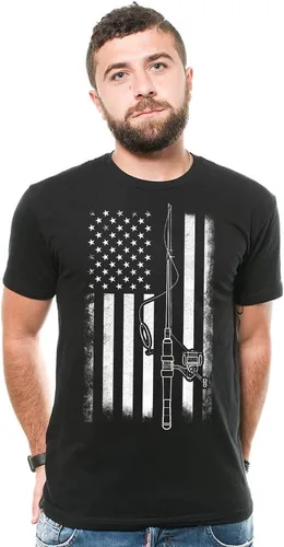 Miniatura 4 de Camiseta de pesca con la bandera americana, divertidas camisas de pesca para hombre, camisetas gráficas para hombre