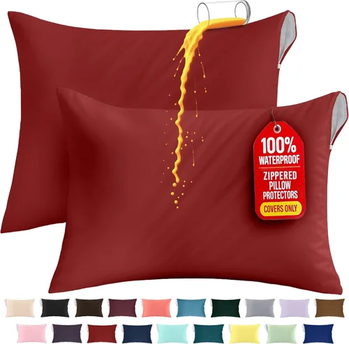 Miniatura 10 de Utopia Bedding Protector de almohada impermeable, con cremallera, paquete de 2, beige, estándar, funda de almohada a prueba de chinches, de 20 x 26