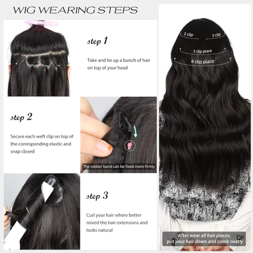 Miniatura 6 de 4 extensiones de cabello sintético suave y natural para mujer, rubio miel, mezcla de castaño castaño, extensiones para mujer