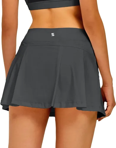 Stelle Falda pantalón de tenis para mujer, pantalón corto de golf de cintura alta atlética con bolsillos interiores, pantalones cortos deportivos