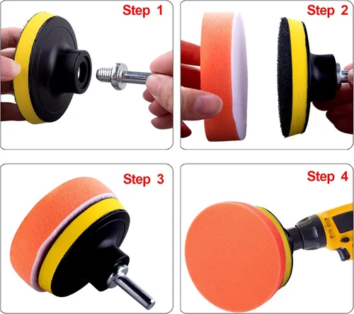 Miniatura 6 de SIQUK 23 piezas de almohadillas de pulido de 6 pulgadas, kit de almohadillas de pulido de espuma para coche, almohadillas de pulido de cera