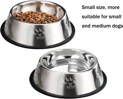 Miniatura 2 de YUDANSI 2 cuencos de acero inoxidable para perros, platos de alimentación para perros, cuencos de comida con base de goma, comedero para mascotas