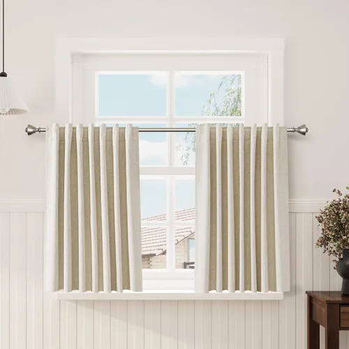 Miniatura 113 de Cortinas de lino 100% opacas para dormitorio, 102 pulgadas de largo, con pestaña trasera, bolsillo para barra, paneles acústicos con aislamiento