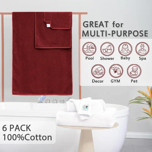 Miniatura 327 de VOOVA & MOVAS Toallas de mano blancas - 100% algodón Ligeras Gruesas Secado rápido Suaves Absorbentes, paquete de 4 piezas grandes de 18