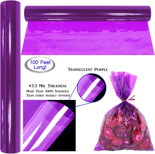 Miniatura 3 de AnapoliZ Rollo de celofán morado 100 pies de largo x 16 pulgadas de ancho 2.3 mil de grosor morado translúcido Regalos, cestas, golosinas