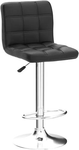 Miniatura 5 de SUPER DEAL Juego de 2 taburetes de bar para cocina, modernos taburetes giratorios de piel sintética ajustable con altura de mostrador con respaldo