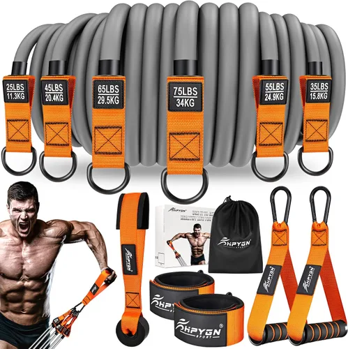 HPYGN Bandas de Resistencia Pesada, Bandas de Ejercicio de 300LBS para Entrenamiento, Bandas de Fitness con Asas, Bandas de Entrenamiento para