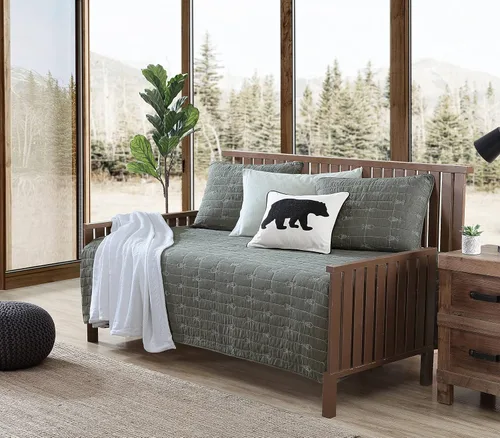 Miniatura 2 de Eddie Bauer - Juego de cama de día, ropa de cama reversible de algodón con fundas a juego y funda de almohada decorativa, juego de cama de lujo