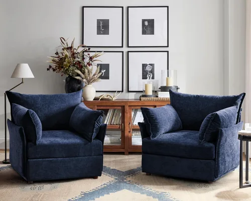 Miniatura 28 de ABCASA Silla de Acento de Gran Tamaño, Sillón Moderno Tapizado con Respaldo Extraíble y Funda Desmontable, Asiento de 24.5 Pulgadas de Profundidad