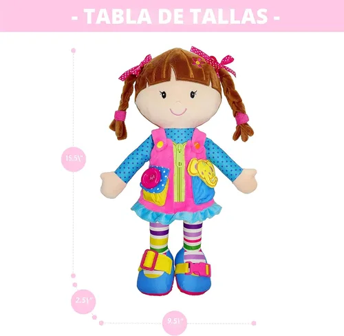 Miniatura 9 de June Garden Dressy Friends Belle de 15.5 pulgadas, muñeca de peluche educativa para niños y niños pequeños de 2 años en adelante, juguete suave