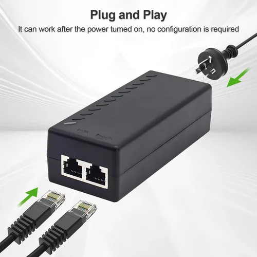 Miniatura 4 de Inyector Gigabit PoE+ para Ethernet, 30W 48V con 10/100/1000Mbps y cumplimiento IEEE 802.3af/at. Extienda la red hasta 100M (328 pies) Plug and