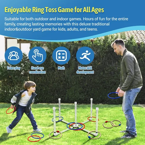 Miniatura 3 de Juegos de patio al aire libre para adultos y niños, juegos de lanzamiento de anillos LED con multicolor, fáciles de configurar y sin necesidad