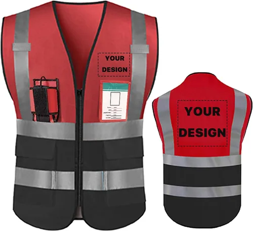 Miniatura 17 de Chaleco de seguridad de alta visibilidad reflectante con bolsillos y cremallera personalizado su logotipo ropa de trabajo de seguridad