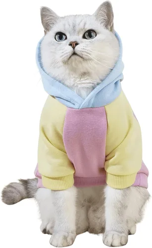 Miniatura 17 de QWINEE Sudadera Básica con Capucha para Perro Suéter para Cachorro Disfraces Cálidos para Gato Ropa para Mascotas para Chihuahua Cachorro Gatito