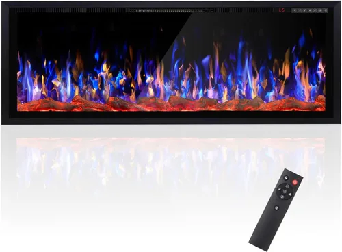 Miniatura 10 de BOSSIN - Chimenea eléctrica lineal ultrafina y silenciosa de 60 pulgadas, chimenea empotrada y montada en pared, compatible con montantes de 2 x 4