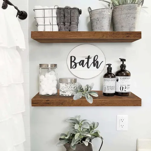 Miniatura 2 de QEEIG Estantes flotantes para pared de 23.6 pulgadas de largo, estante montado en la pared, baño, cocina, sala de estar, dormitorio, granja, A.