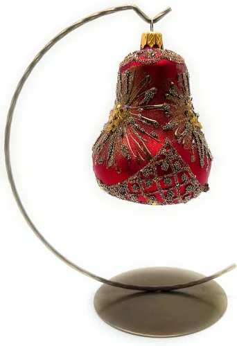 Miniatura 7 de Adorno de campana de Navidad de vidrio soplado de 4 pulgadas (estrella de fuego)
