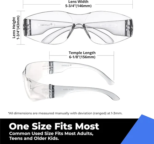 Miniatura 2 de amoolo Gafas de seguridad para hombres y mujeres, protección ocular transparente para trabajo, laboratorio, construcción