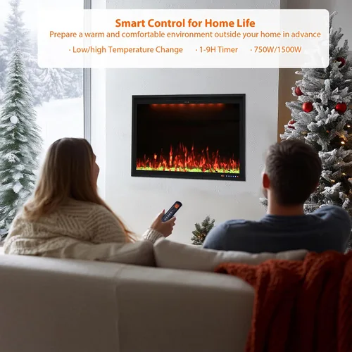 Miniatura 8 de Valuxhome Inserto de chimenea eléctrica empotrada de 40 pulgadas y montado en la pared con aplicación, toque de pantalla y control remoto, 13