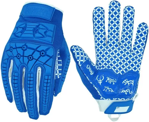 Miniatura 9 de Seibertron Lineman 2.0 - Guantes de fútbol para receptores con palma acolchada, protección contra impactos TPR flexible en la parte posterior