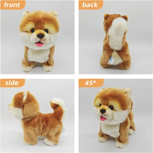 Miniatura 4 de CU-MATE Juguete electrónico de peluche de simulación interactiva, realista, cachorro, gato, con cola para caminar, ladrar, menear, hablar, como