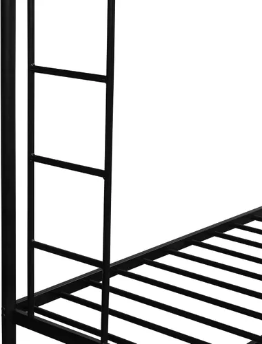 Miniatura 8 de KLMM Literas de metal de tamaño individual sobre matrimonial con 2 escaleras y cama nido para niños, adolescentes y adultos, (negro)