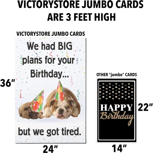 Miniatura 4 de VictoryStore Tarjeta de feliz cumpleaños personalizada jumbo de 3 pies, We Had BIG Plans But We Got Tired, tarjeta de 2 pies x 3 pies, se envía