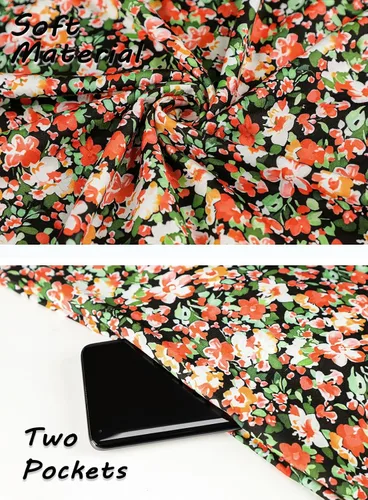 Miniatura 127 de SimpleFun - Vestidos de verano para mujer, camiseta floral, vestido de playa de estilo bohemio, informal, con bolsillos y sin mangas