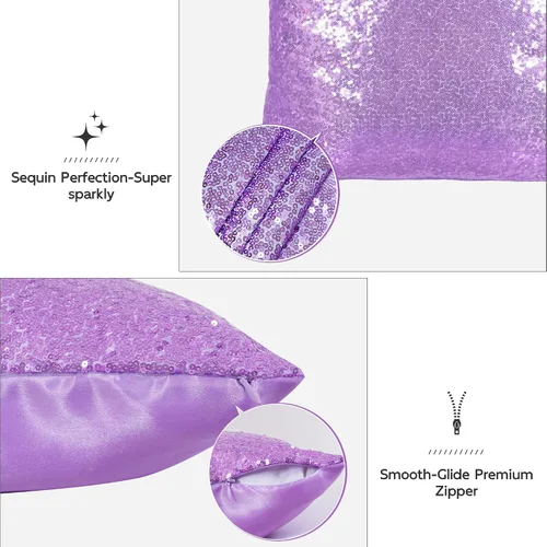 Miniatura 4 de Poise3EHome Fundas de cojín decorativo con lentejuelas de 18 x 18 pulgadas para sofá, cama, sala de estar, Navidad (lavanda, 1 pieza)
