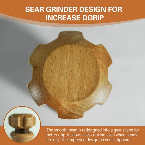Miniatura 3 de Molinillo de pimienta de madera, molinillo de sal y pimienta de 8 pulgadas con perilla en forma de engranaje, grosor ajustable: diseño recargable