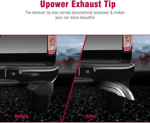 Miniatura 7 de Upower Punta de escape diésel que gira hacia abajo 4 pulgadas entrada 5 "diámetro de salida 16" de largo acero inoxidable 304 perno en el tubo