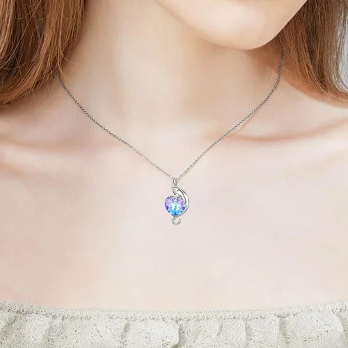 Miniatura 3 de AOBOCO Cat Necklace for Women 925 Sterling Silver Cat Pendant Necklace Embellished with Crystals from Austria, Mother's Day Cat Jewelry Gifts for