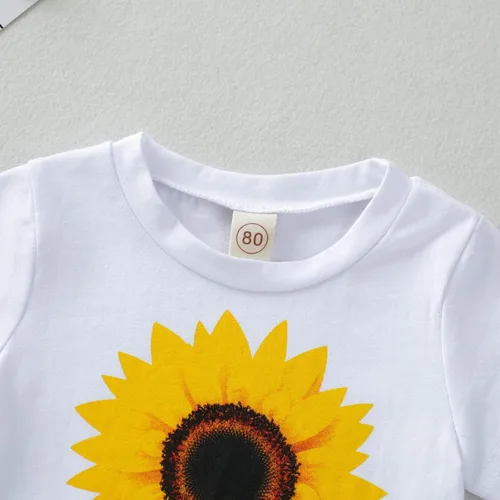 Miniatura 5 de FOCUTEBB Conjunto de ropa corta de verano para niñas pequeñas, camiseta de lino con cinturón