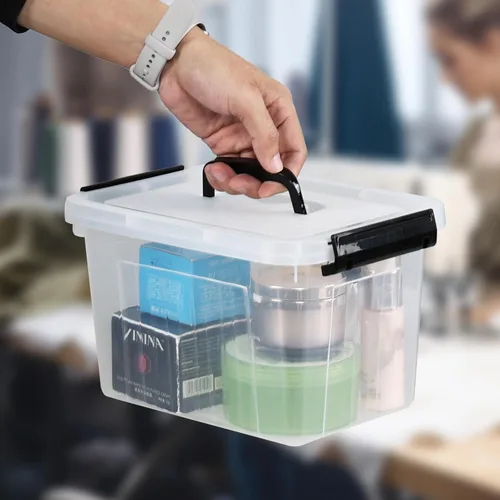 Miniatura 6 de Cajas de almacenamiento de plástico de 6 cuartos de galón con tapas y asas, contenedor de almacenamiento de cierre transparente, 6 paquetes